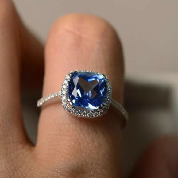 Jewelry - Elegant 925 Silver Rings Blue Sapphire Ring New